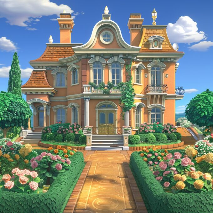 An AI-generated image of a home in Arkansas if it was in Super Mario’s world, pulling influence from Daisy’s Castle and Greek revival-style homes.