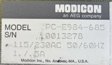 Details about   SCHNEIDER ELECTRIC MODICON 685E PC-E984-685 PCE984685 PROGRAMMABLE CONTROLLER 