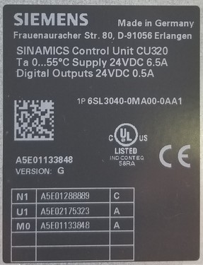 SIEMENS S120 Control Unit Sinamics 6SL3040-0MA00-0AA1 CU320 